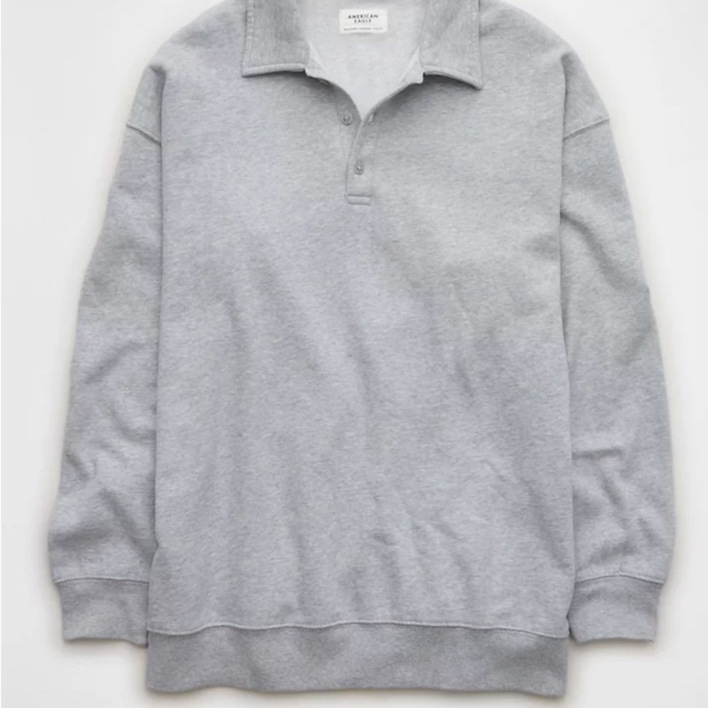 AE Oversized Gray Polo Sweatshirt